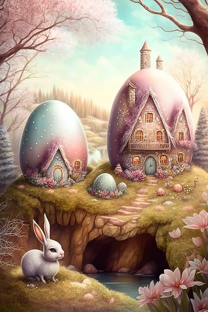 Free download easter bunny rabbit eggs house free picture to be edited with GIMP free online image editor