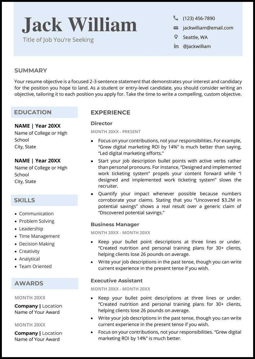 latest resume format in word for experienced