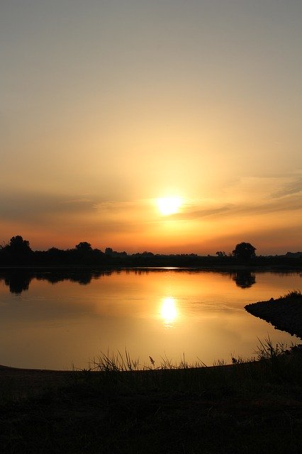 Free download Elbe Sunrise Orange -  free photo or picture to be edited with GIMP online image editor