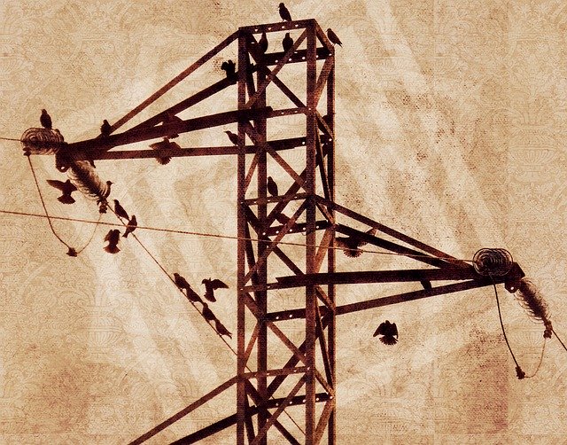 Free download Electrical Tower Birds Cables -  free illustration to be edited with GIMP free online image editor