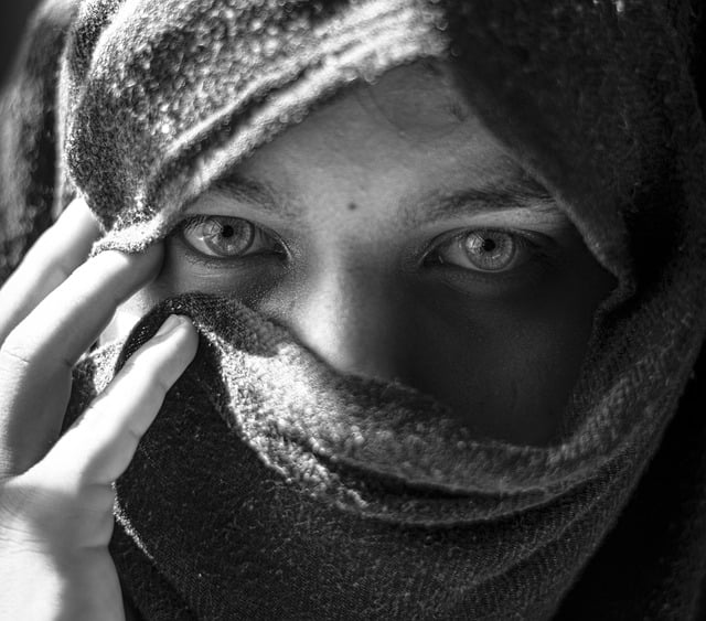 Free download eyes man hijab face monochrome free picture to be edited with GIMP free online image editor