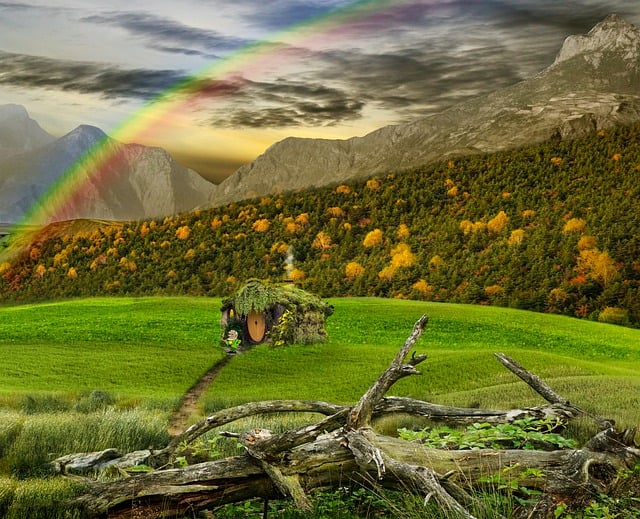 Free download fairytale leprechaun meadow cottage free picture to be edited with GIMP free online image editor