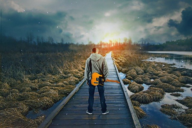 Free download Fantasy Lake Guitarist -  free photo or picture to be edited with GIMP online image editor