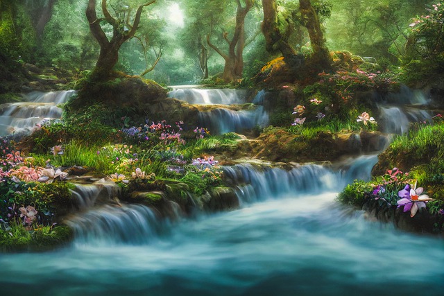 Free download fantasy painting river forest free picture to be edited with GIMP free online image editor