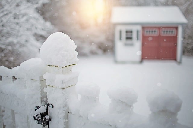 Free download fence snow house barn shed scene free picture to be edited with GIMP free online image editor