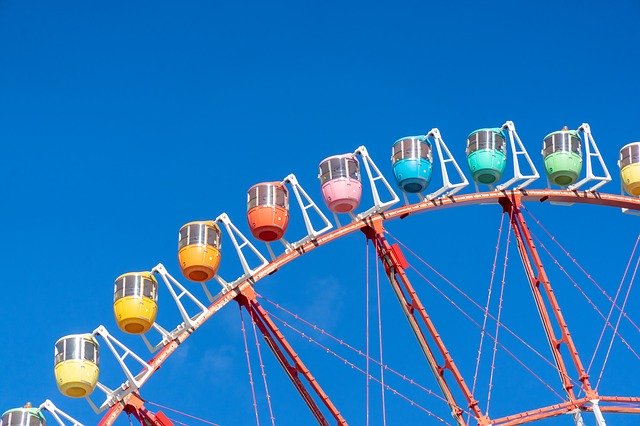 Free download Ferris Wheel Blue Sky Fair -  free photo or picture to be edited with GIMP online image editor