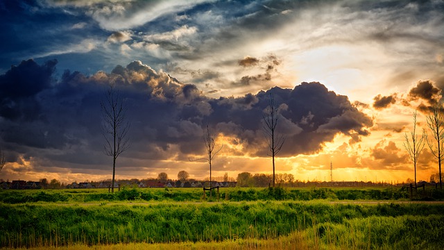 Free download field meadow sunset light clouds free picture to be edited with GIMP free online image editor