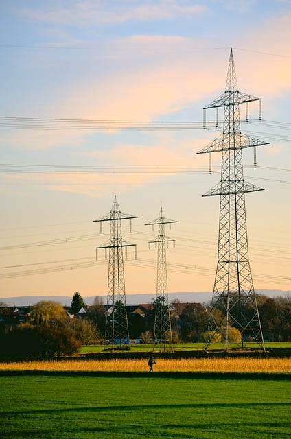 Free download fields electricity pylons sunset free picture to be edited with GIMP free online image editor