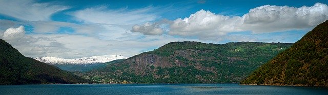 Free download Fjord Mountain Panorama -  free photo or picture to be edited with GIMP online image editor