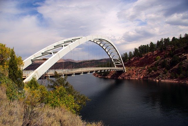 Free download Flaming Gorge Bridge Lake -  free photo or picture to be edited with GIMP online image editor