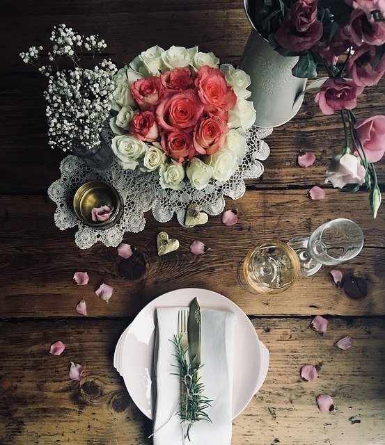 Free download Floral Place Setting Wedding Roses -  free photo or picture to be edited with GIMP online image editor