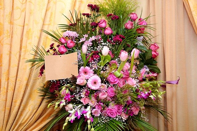 Free download Flower Arrangement With Card Bunch -  free photo or picture to be edited with GIMP online image editor