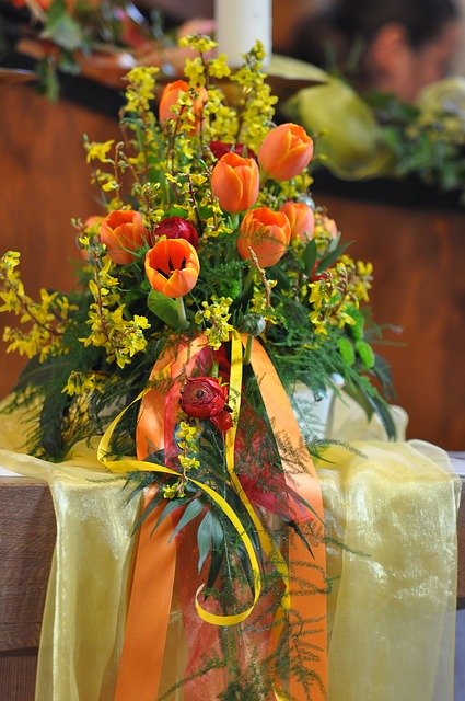 Free download Flowers Floral Arrangement Church -  free photo or picture to be edited with GIMP online image editor