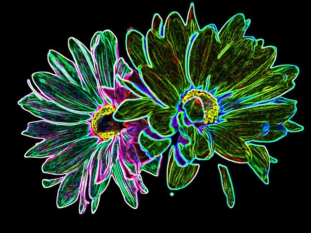 Free download Flowers Neon Green -  free illustration to be edited with GIMP free online image editor