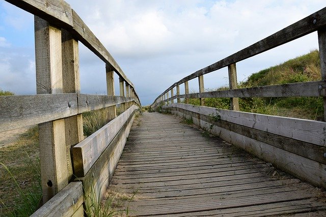 Free download Footbridge Beach Sky -  free photo or picture to be edited with GIMP online image editor