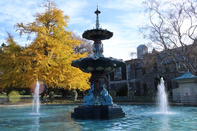 Free download Fountain Christchurch Peacock -  free photo or picture to be edited with GIMP online image editor