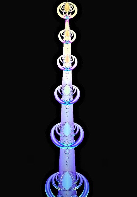 Free download Fractal Tower Blue Gold -  free illustration to be edited with GIMP free online image editor