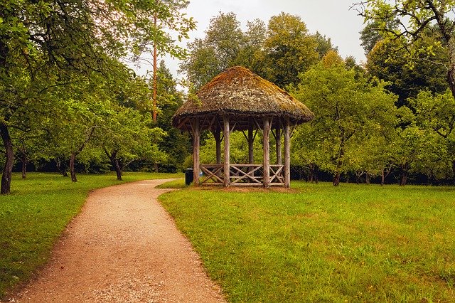 Free download Gazebo Landscape Path -  free photo or picture to be edited with GIMP online image editor