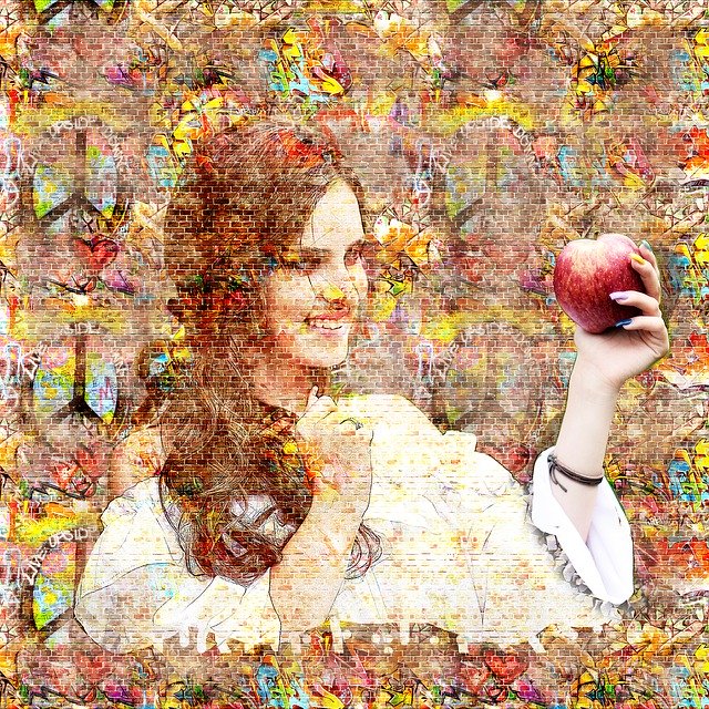 Kostenloser Download Girl Apple Graffiti - kostenlose Illustration zur Bearbeitung mit dem kostenlosen Online-Bildeditor GIMP