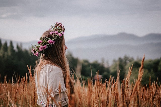 Free download girl hair flowers wreath landscape free picture to be edited with GIMP free online image editor