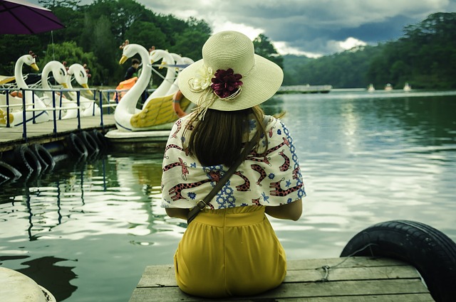 Free download girl lake beautiful graceful hat free picture to be edited with GIMP free online image editor