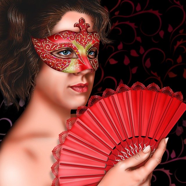 Free download Girl Mask Fan -  free illustration to be edited with GIMP free online image editor