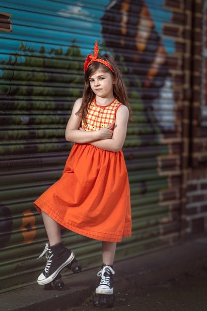 Free download girl roller boots orange dress free picture to be edited with GIMP free online image editor