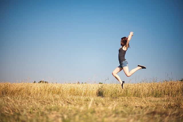 Free download girl woman field leap sports free picture to be edited with GIMP free online image editor