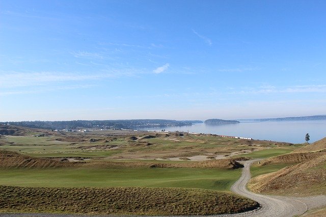 Free download Golf Course Sea Scenic -  free photo or picture to be edited with GIMP online image editor