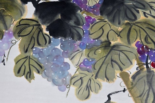 Free download Grapes Chinese Painting Fruit -  free illustration to be edited with GIMP free online image editor