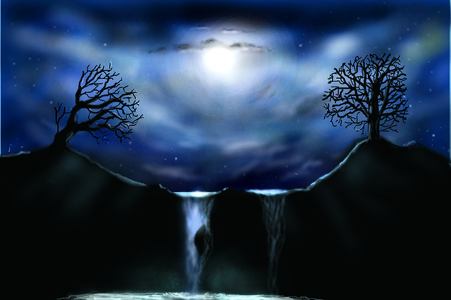 Free download Graphic Airbrush Full Moon Night -  free photo or picture to be edited with GIMP online image editor