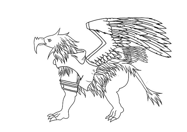 Free download Griffin Monster Line Art -  free illustration to be edited with GIMP free online image editor