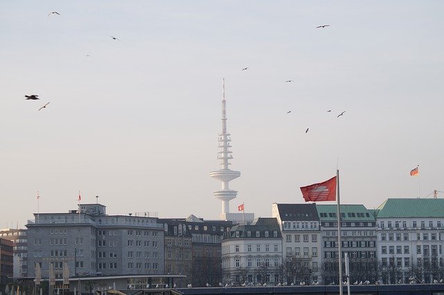 Free download Hamburg Fernsehturm Alster Schwäne -  free photo or picture to be edited with GIMP online image editor