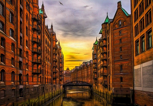 Free download Hamburg Speicherstadt Warehouses -  free illustration to be edited with GIMP free online image editor