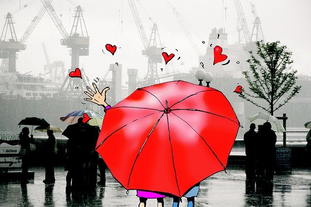 Free download Hamburg Umbrella Rain -  free illustration to be edited with GIMP free online image editor