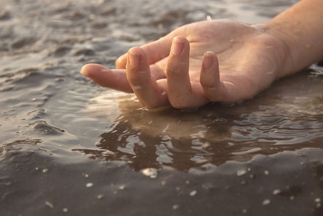 Free download hand sea wave beach water reflect free picture to be edited with GIMP free online image editor