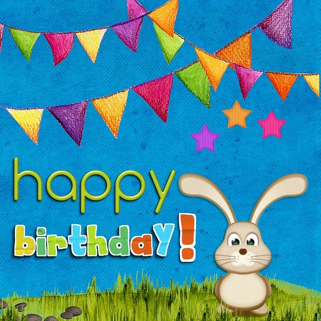 Free download Happy Birthday Bunny Blue -  free illustration to be edited with GIMP free online image editor