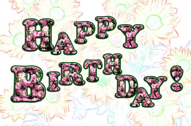 Free download Happy Birthday Floral -  free illustration to be edited with GIMP free online image editor