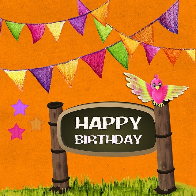 Free download Happy Birthday Sign Orange -  free illustration to be edited with GIMP free online image editor