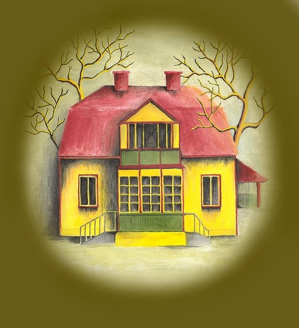 Free download Haunted House Villa Yellow -  free illustration to be edited with GIMP free online image editor