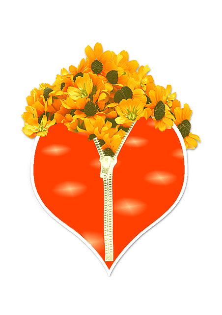 Free download Heart Zip Flowers Greeting -  free illustration to be edited with GIMP free online image editor