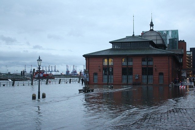 Free download High Water Hamburg Port Motifs -  free photo or picture to be edited with GIMP online image editor