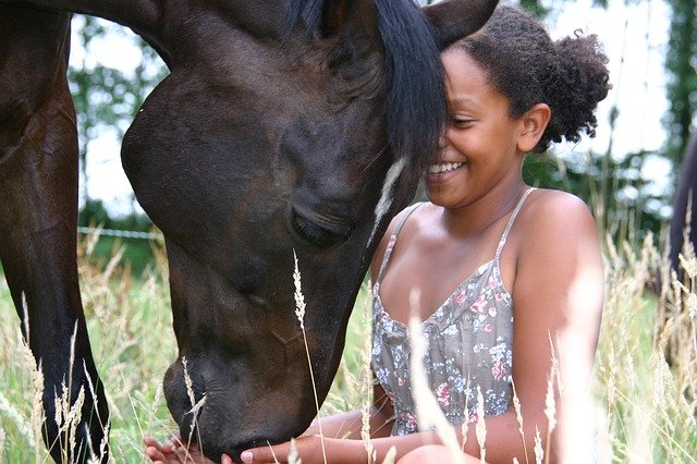 Free download Horses Girl Happy -  free photo or picture to be edited with GIMP online image editor