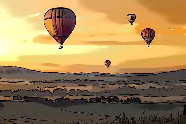 تحميل مجاني Hot Balloon Sky Sunset Fly - رسم توضيحي مجاني ليتم تحريره باستخدام محرر الصور المجاني عبر الإنترنت من GIMP