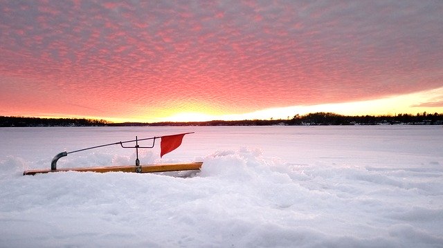 Free download Ice Fishing Tip Up Winter -  free photo or picture to be edited with GIMP online image editor