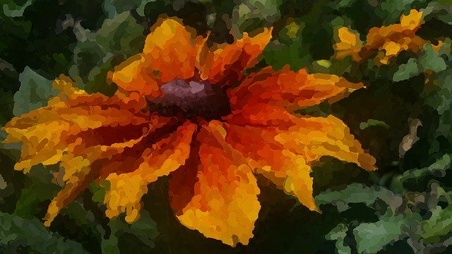 Free download Impressionist Flower Orange -  free illustration to be edited with GIMP free online image editor