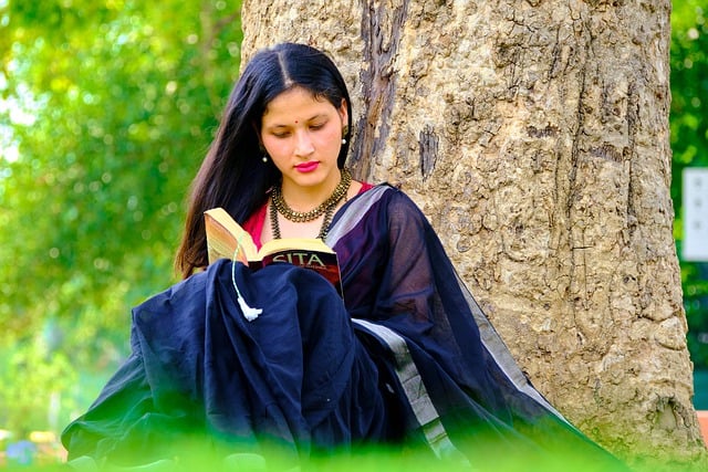 Free download indian woman reading outdoors woman free picture to be edited with GIMP free online image editor