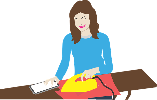 Free download Ironing Using Mobile While - Free vector graphic on Pixabay free illustration to be edited with GIMP free online image editor