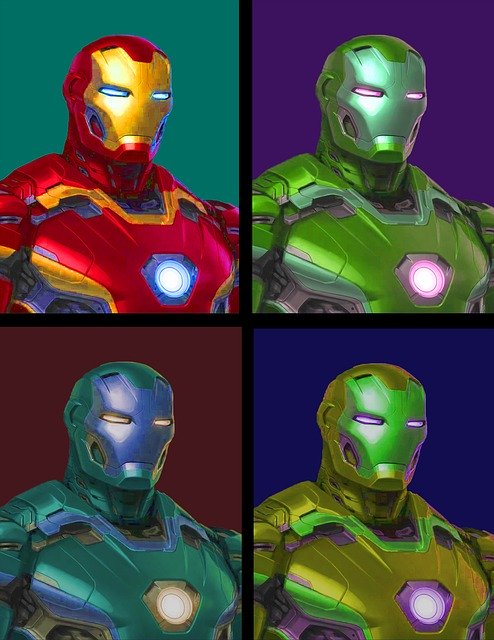 Free download Iron Man Pop Art Image Divided In -  free illustration to be edited with GIMP free online image editor