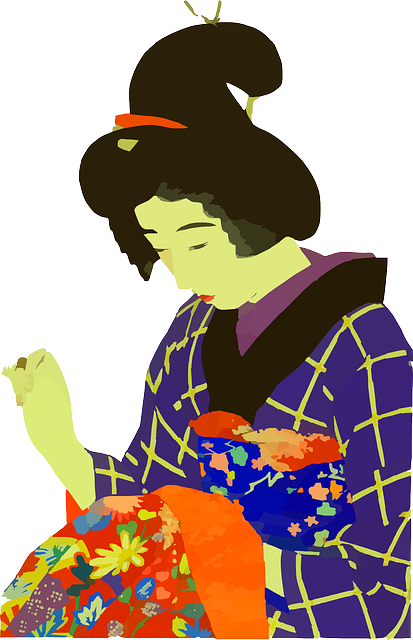 Free download Japanese Woman Sewing - Free vector graphic on Pixabay free illustration to be edited with GIMP free online image editor